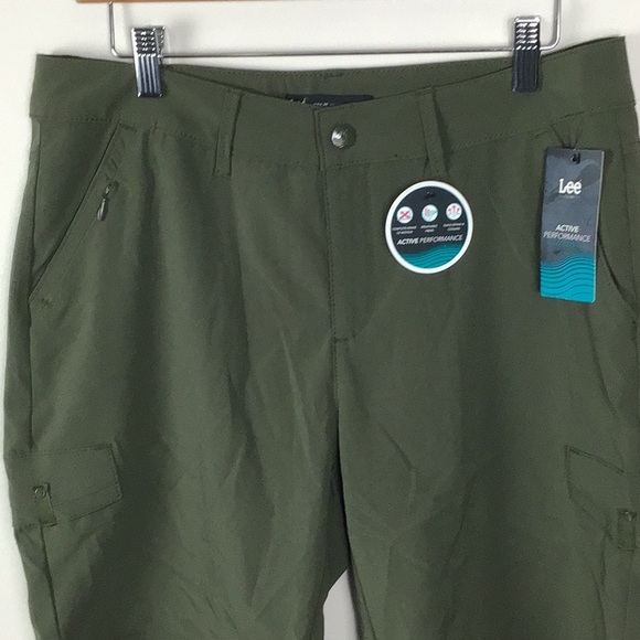 Brand new with tags Lee active performance collection Bermuda shorts green Sz 10 - Picture 2 of 5